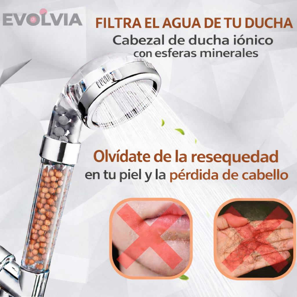 CABEZAL DE DUCHA IONICO con esferas minerales